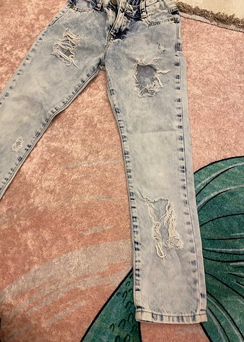 Kız çocuk Batik Desenli  Kot Pantolon - Görsel 4