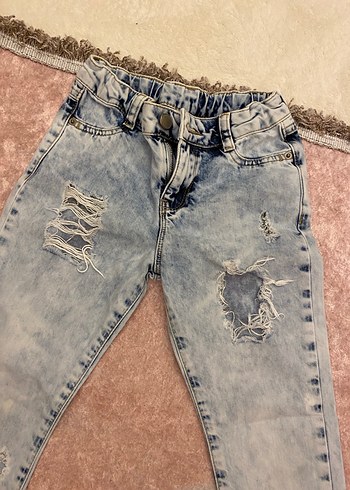 Kız çocuk Batik Desenli  Kot Pantolon - Görsel 5