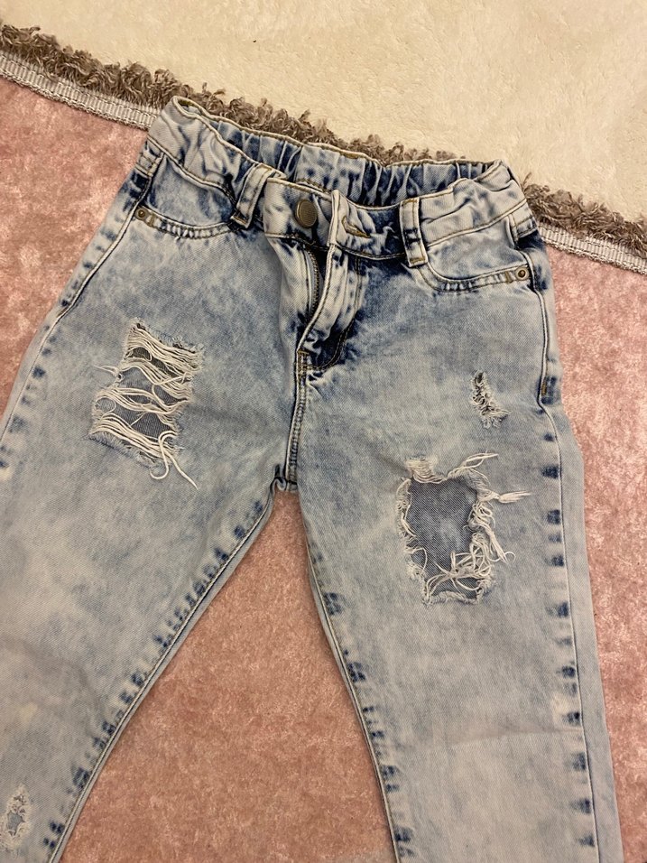 Kız çocuk Batik Desenli  Kot Pantolon - Görsel 5