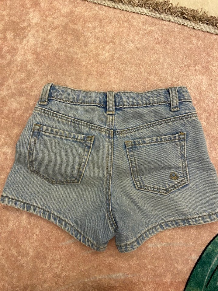 Nakışlı Mavi Kız Çocuk Denim Şort - Görsel 5