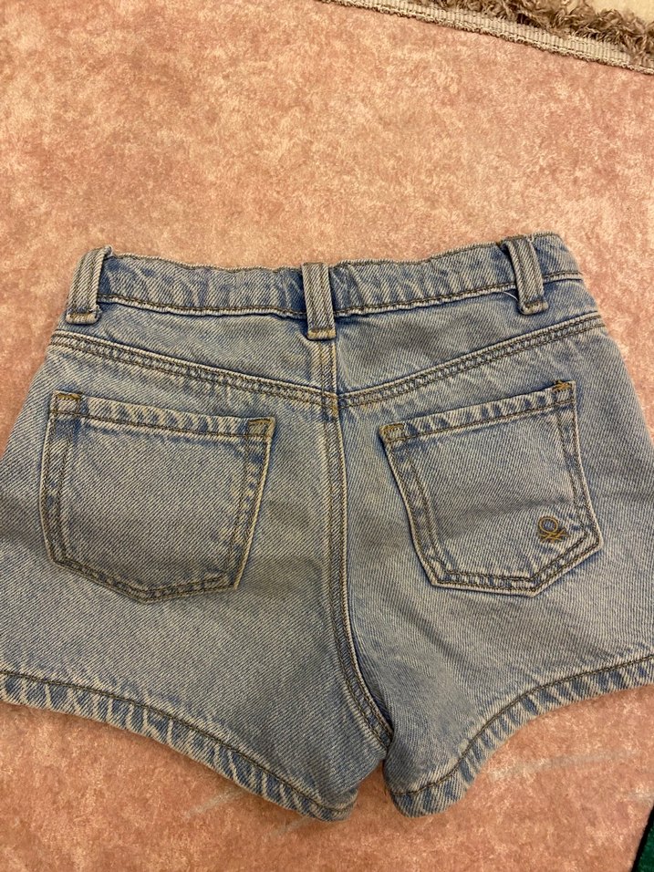 Nakışlı Mavi Kız Çocuk Denim Şort - Görsel 2