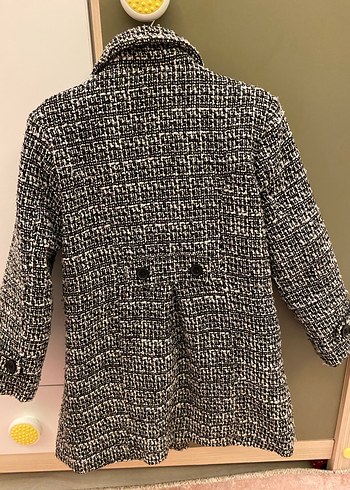 Düğmeli Midi siyah beyaz kaban - Görsel 3