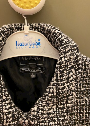 Düğmeli Midi siyah beyaz kaban - Görsel 8