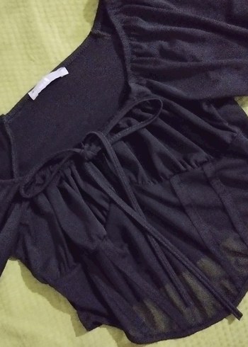 Diğer Siyah Korse Detaylı Mini Bluz