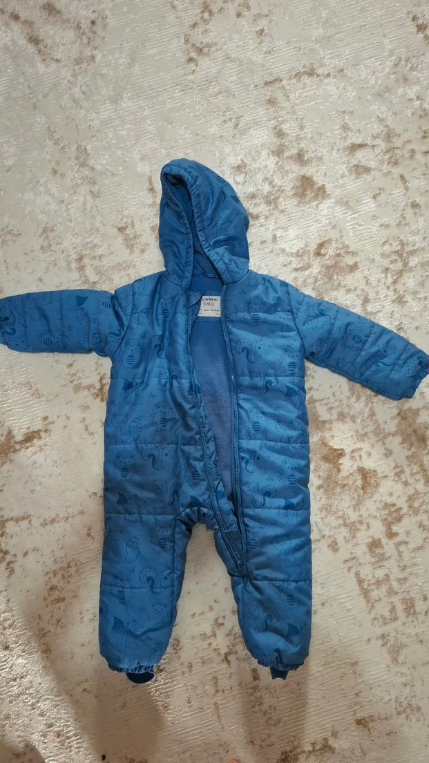 Koyu Mavi Erkek Bebek Kürklü Polar Tulum - Görsel 2