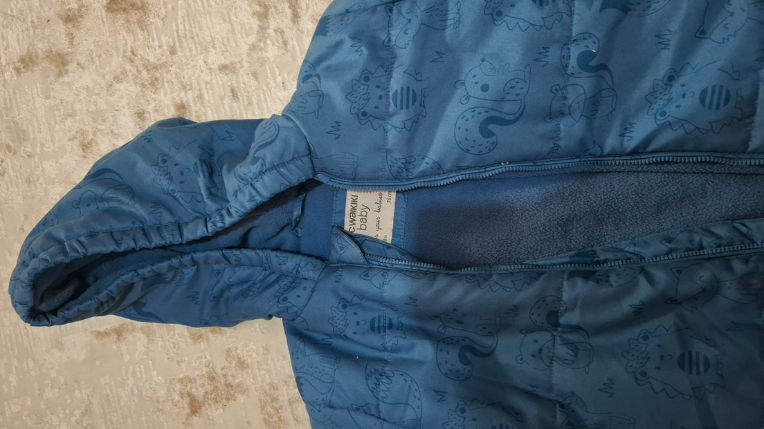 Koyu Mavi Erkek Bebek Kürklü Polar Tulum - Görsel 3