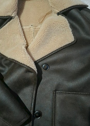 Kürk Detaylı Kahverengi Deri Kadın Ceket - Görsel 3