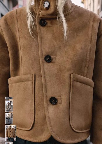 Kahverengi Süet Kürklü Salaş Kadın Ceket - Görsel 2