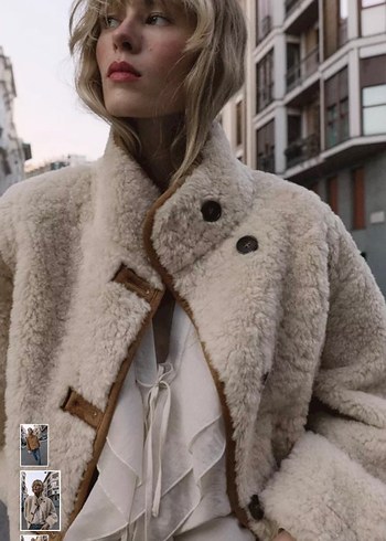 Kahverengi Süet Kürklü Salaş Kadın Ceket - Görsel 3