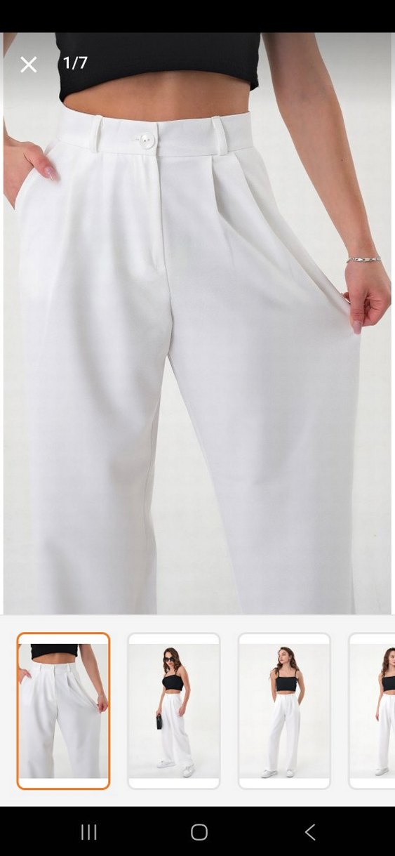 Beyaz Regular Fit Kadın Keten Pantolon - Görsel 2