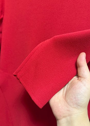 Kadın Kırmızı Uzun Kollu Midi Kazak - Görsel 4