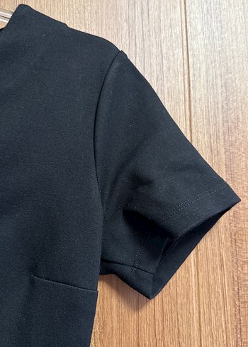 Siyah V Yaka Midi Kalem Elbise - Görsel 4