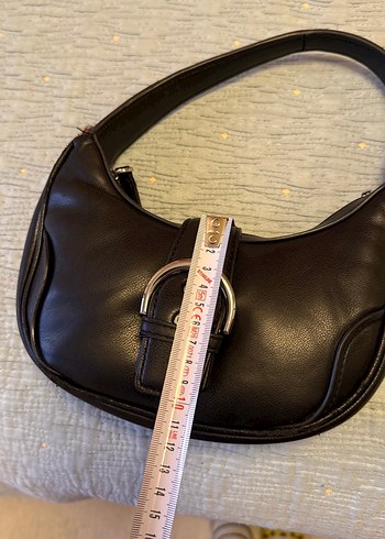 Siyah Deri Tokalı Kadın Çanta - Görsel 9