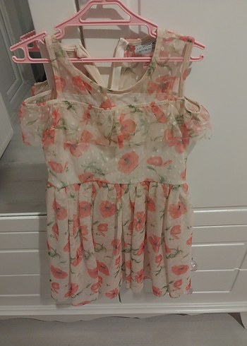 LC Waikiki Kız Çocuk Pembe Çiçek Desenli Fırfırlı Elbise