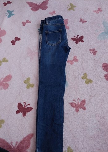 LC Waikiki Kız Çocuk Payetli Lacivert Denim Pantolon