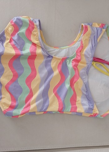 11-12 Yaş Beden çeşitli Renk Kız Çocuk Pastel Renkli Bağcıklı Mayo