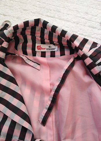 LC Waikiki Pembe Çizgili Midi trençkot