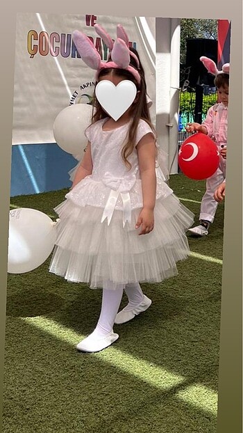 4 Yaş Beden beyaz Renk Kız çocuk abiye elbise