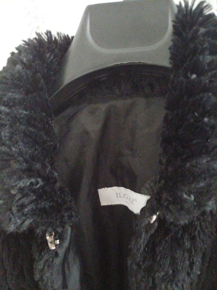 Siyah Kadın kürk krop - Görsel 2