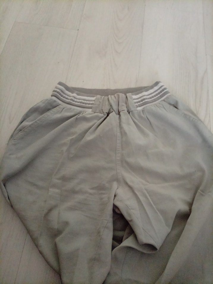 Gri Keten Kadın Bol Paça Pantolon - Görsel 2