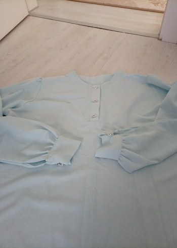 Düğmeli Beyaz Keten Kadın Gömlek - Görsel 2