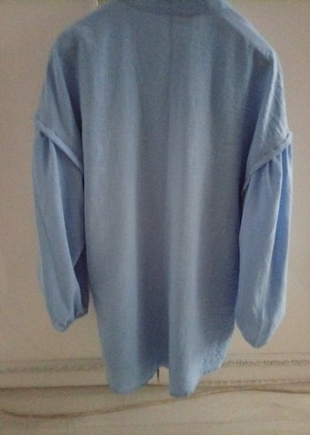 Nakışlı Mavi Uzun Kollu Bohem Gömlek - Görsel 3