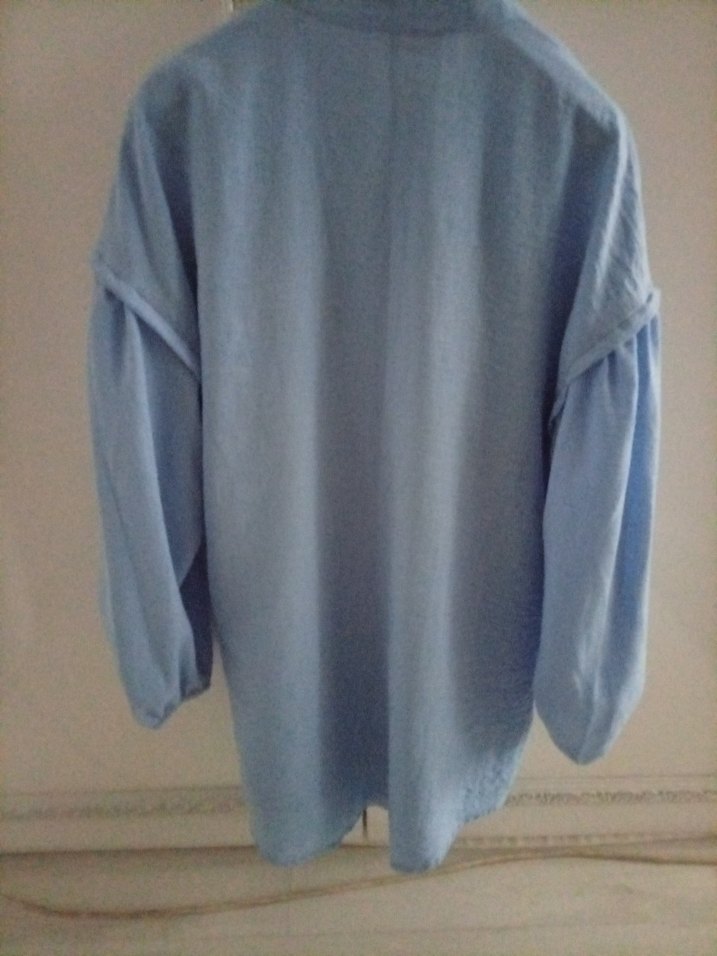 Nakışlı Mavi Uzun Kollu Bohem Gömlek - Görsel 3