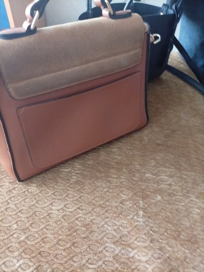 Bej Süet Tokalı Kadın Çanta - Görsel 2