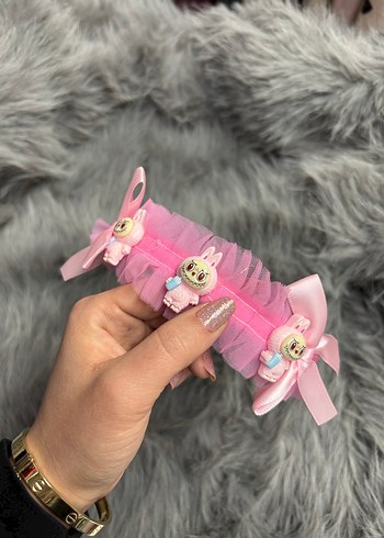 Pembe Nakışlı Kürklü Çocuk Taç - Görsel 3