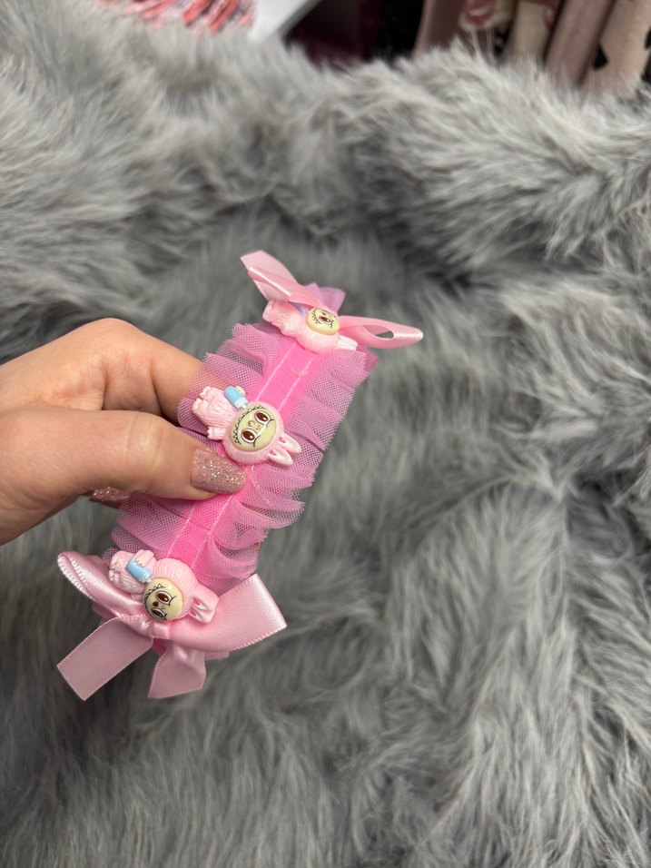 Pembe Nakışlı Kürklü Çocuk Taç - Görsel 2