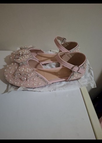 Pembe Kız Çocuk Babet - Tokalı, Desenli - Görsel 7