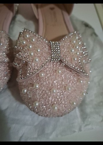 Pembe Kız Çocuk Babet - Tokalı, Desenli - Görsel 4