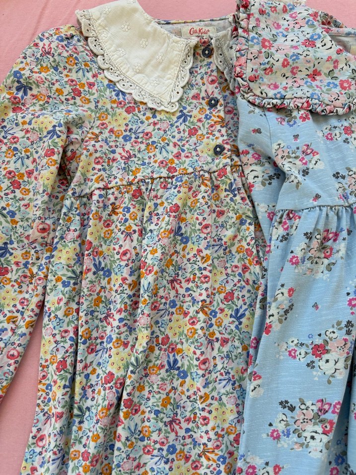 Çiçek Desenli Pamuklu Uzun Kollu Kız Elbise - Görsel 3