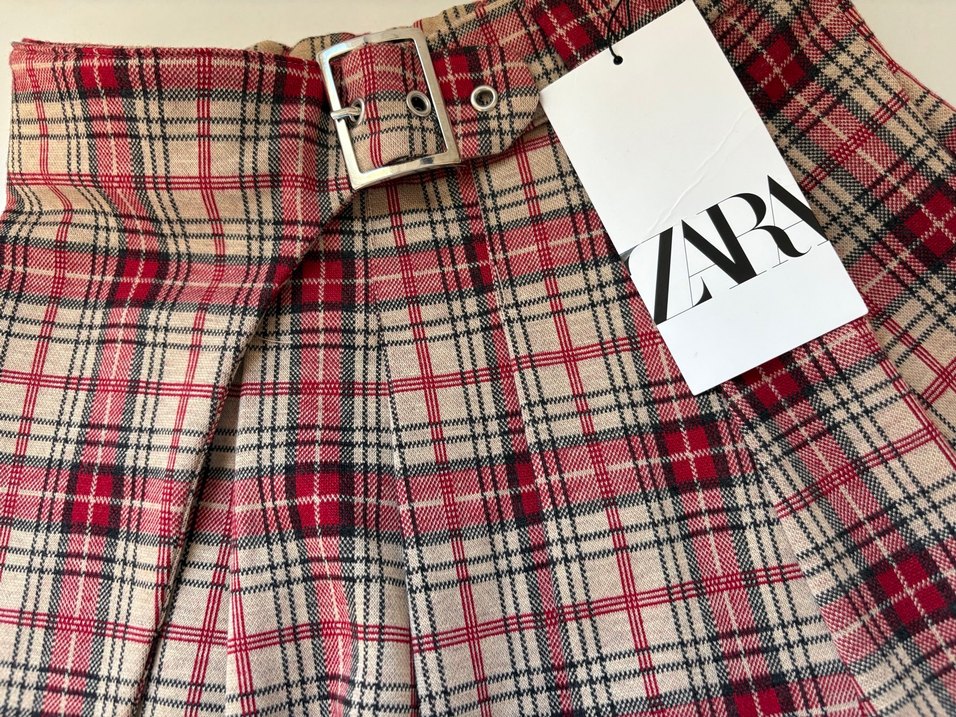 Tokalı Kırmızı Ekose Midi Etek - Görsel 2