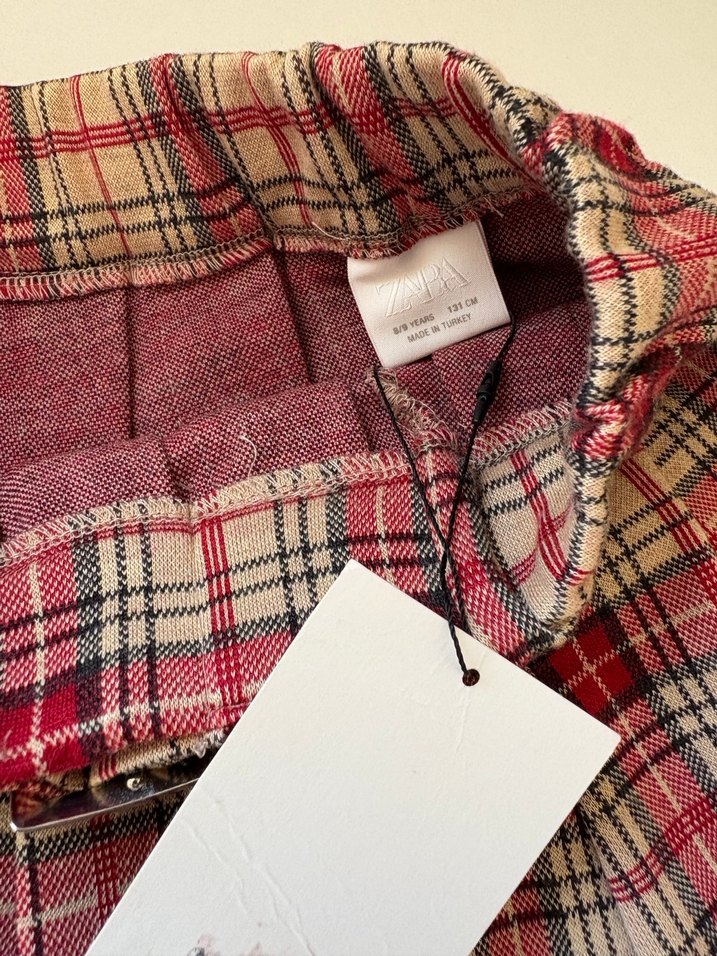 Tokalı Kırmızı Ekose Midi Etek - Görsel 3