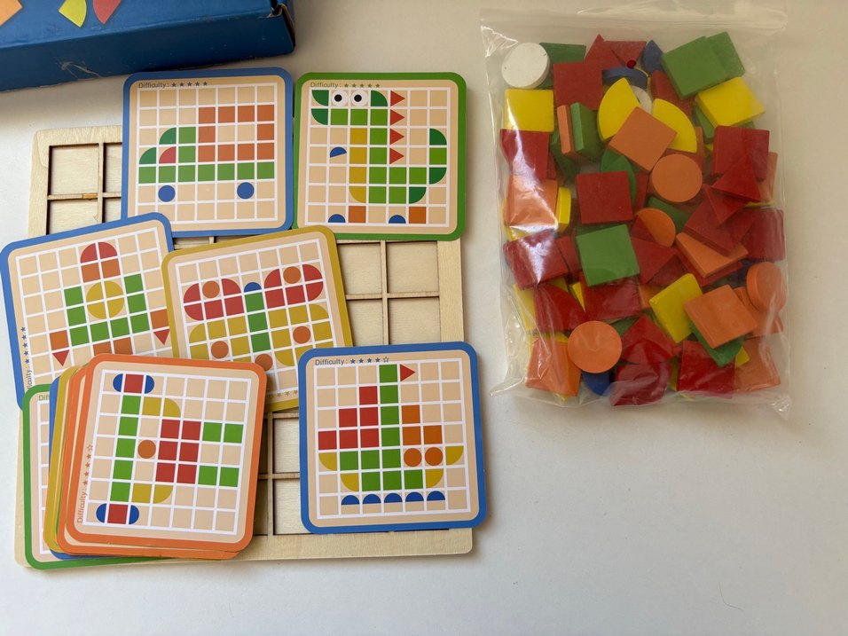 120 Parça Ahşap Mozaik Puzzle Blokları - Görsel 2