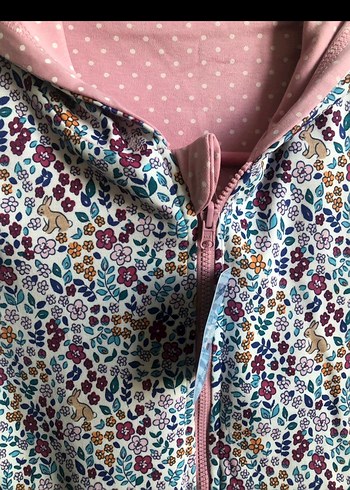 Kız Çocuk Pembe Kapüşonlu Fermuarlı Yağmurluk - Görsel 7