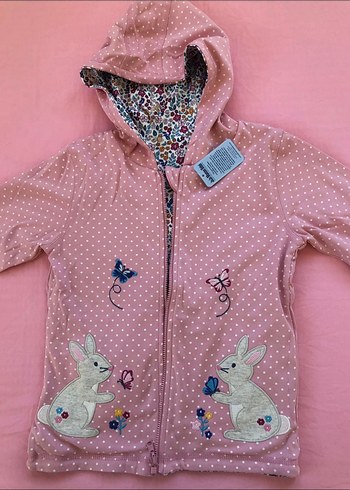 Kız Çocuk Pembe Kapüşonlu Fermuarlı Yağmurluk - Görsel 4