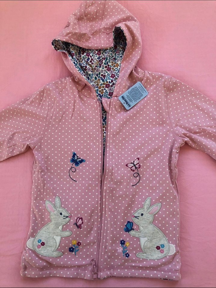 Kız Çocuk Pembe Kapüşonlu Fermuarlı Yağmurluk - Görsel 4