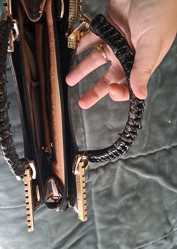 Yılan Desenli Kadın Süet El Çantası - Görsel 7