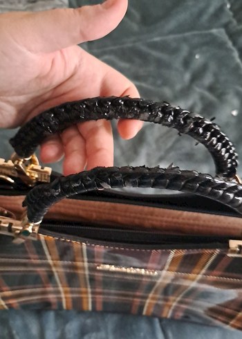 Yılan Desenli Kadın Süet El Çantası - Görsel 3