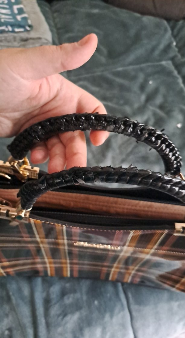 Yılan Desenli Kadın Süet El Çantası - Görsel 3