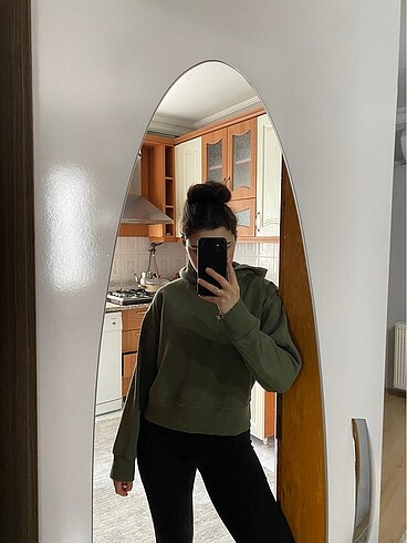 s Beden haki Renk Zara Kapüşonlu Sweatshirt