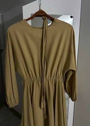 LC Waikiki Tesettür Camel Uzun Keten Elbise