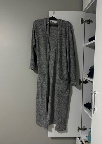 LC Waikiki Trendy Gri Uzun Örgü Kadın Kaban