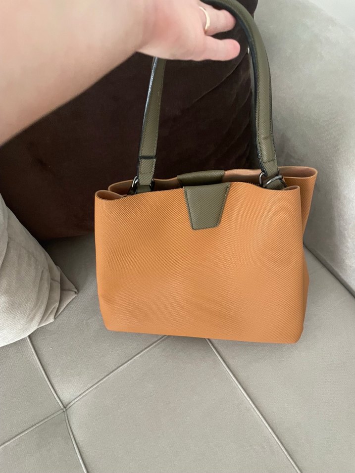 Kadın Deri Fermuarlı Haki Çanta - Görsel 3