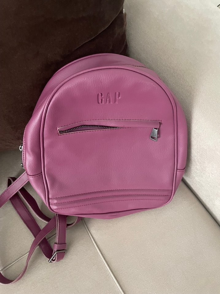 Fermuarlı Mor Deri Kadın Sırt Çantası - Görsel 3