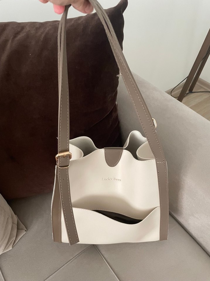 Bej Deri Kadın Günlük Çanta - Görsel 3