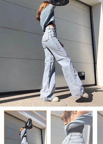 Gri Bol Kesim Midi Jean Pantolon - Görsel 2