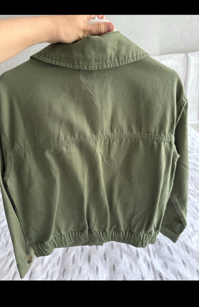 Kadın Haki Pamuklu Düğmeli Ceket - Görsel 2